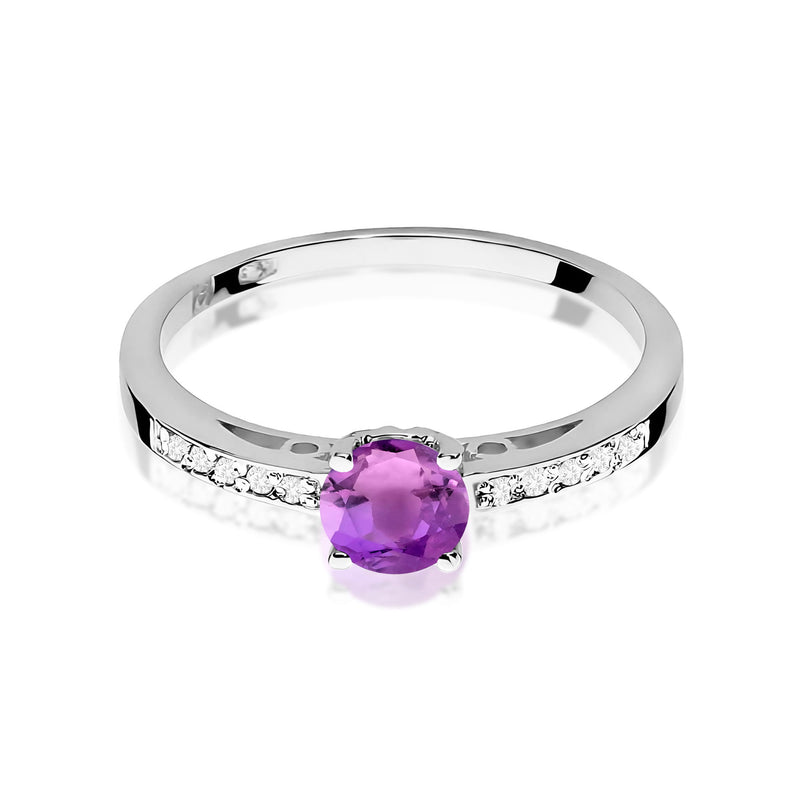 Inel Aur 9K cu Ametist 0.50 ct si Diamante Naturale 0.05 ct, imaginea 6 din 8
