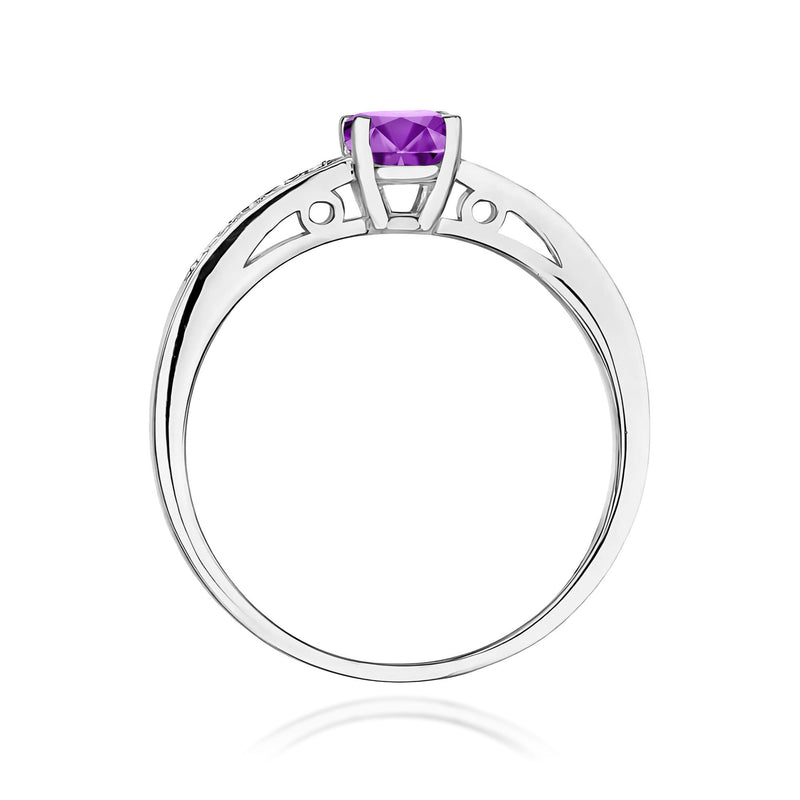 Inel Aur 9K cu Ametist 0.50 ct si Diamante Naturale 0.05 ct, imaginea 7 din 8