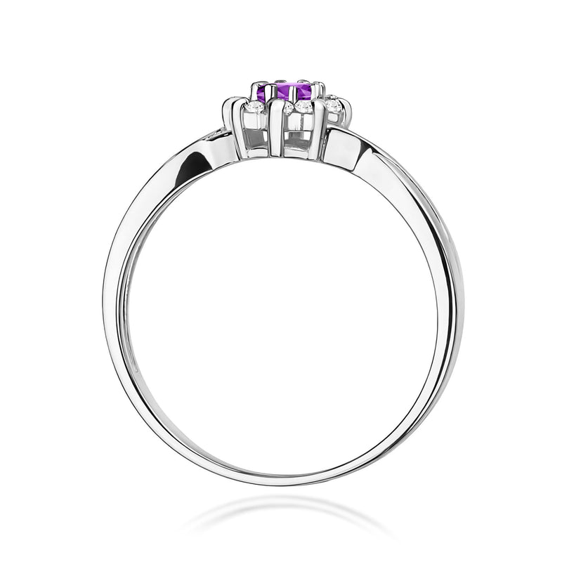 Inel Aur 9K cu Ametist 0.10 ct si Diamante Naturale 0.12 ct, imaginea 7 din 8