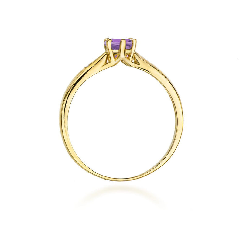 Inel Aur 9K cu Ametist 0.50 ct si Diamante Naturale 0.01 ct, imaginea 3 din 8
