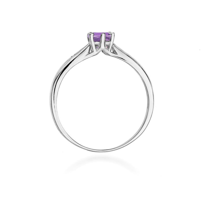Inel Aur 9K cu Ametist 0.50 ct si Diamante Naturale 0.01 ct, imaginea 7 din 8