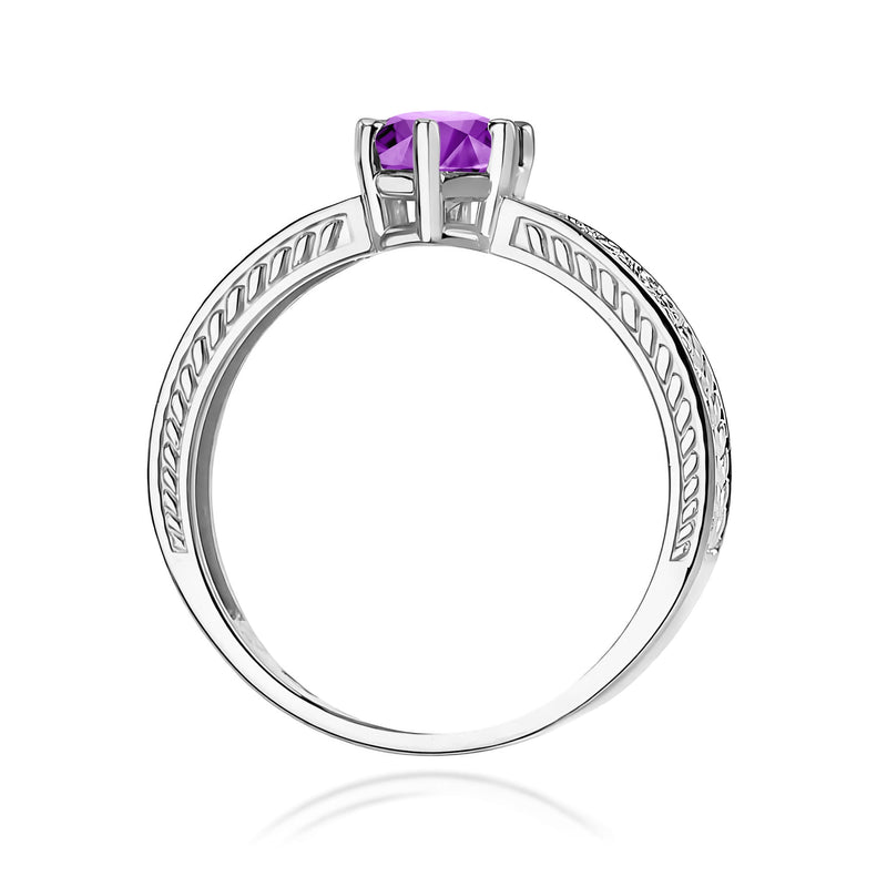Inel Aur 9K cu Ametist 0.50 ct si Diamante Naturale 0.08 ct, imaginea 7 din 8