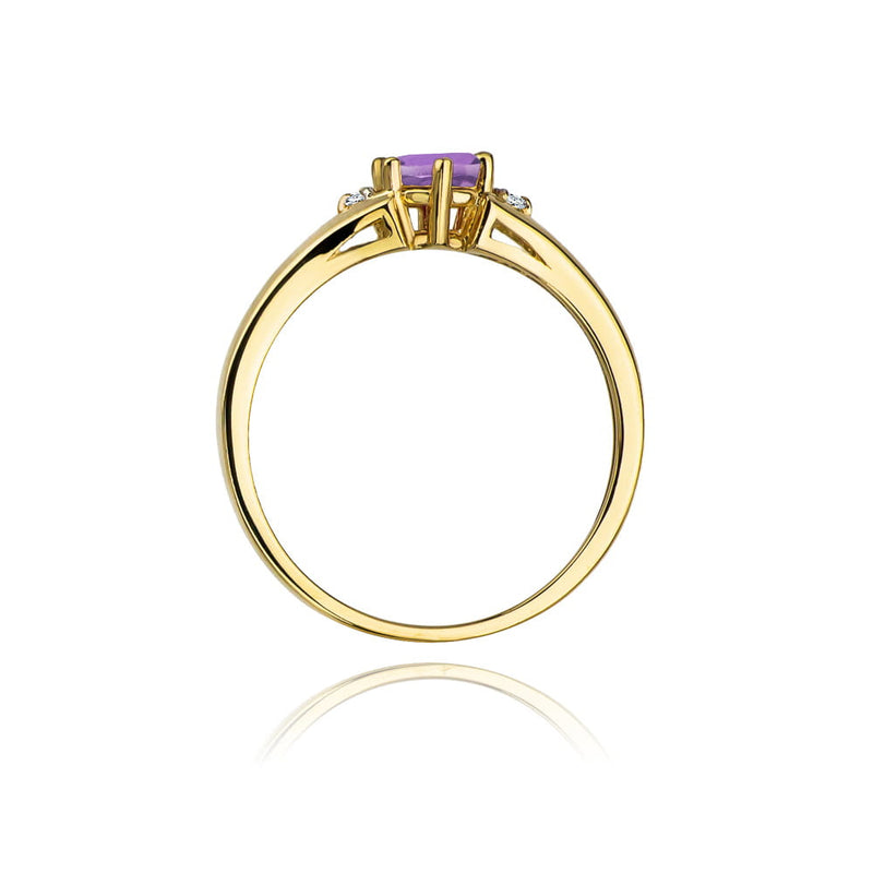 Inel Aur 9K cu Ametist 0.50 ct si Diamante Naturale 0.03 ct, imaginea 3 din 8