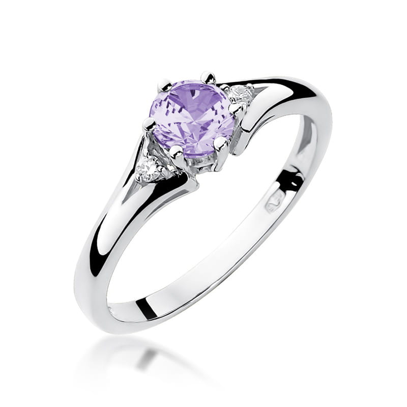 Inel Aur 9K cu Ametist 0.50 ct si Diamante Naturale 0.03 ct, imaginea 5 din 8
