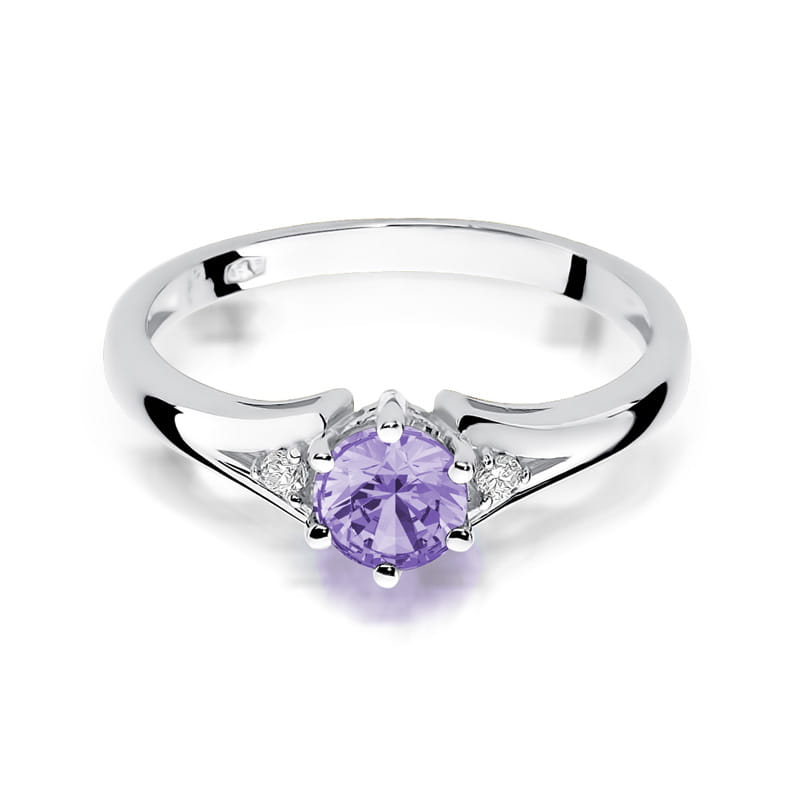 Inel Aur 9K cu Ametist 0.50 ct si Diamante Naturale 0.03 ct, imaginea 6 din 8