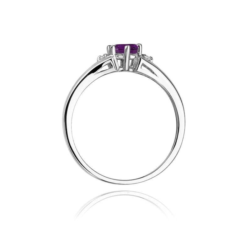 Inel Aur 9K cu Ametist 0.50 ct si Diamante Naturale 0.03 ct, imaginea 7 din 8