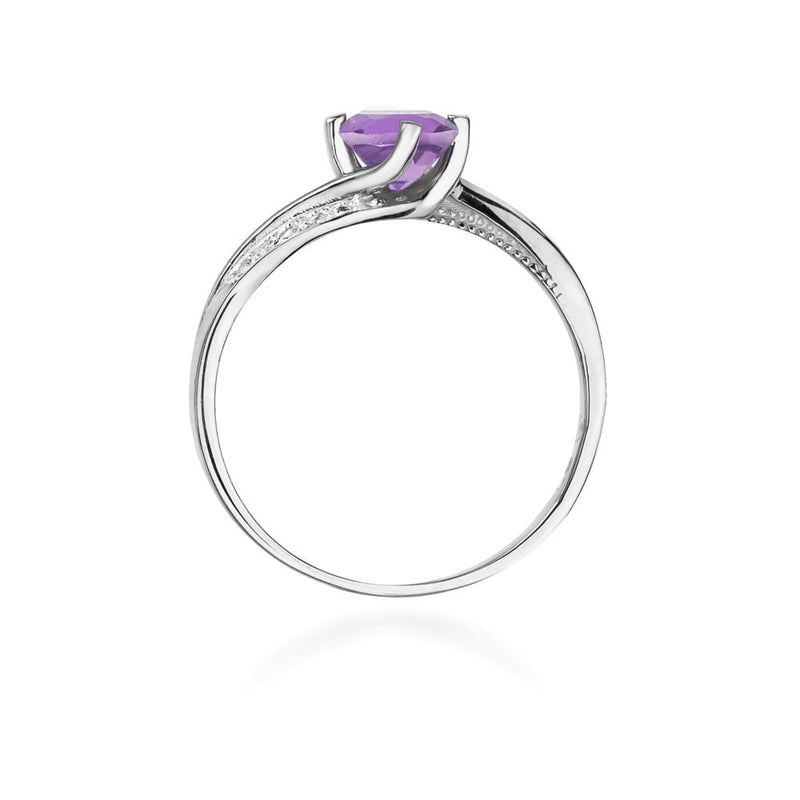 Inel Aur 9K cu Ametist 0.50 ct si Diamante Naturale 0.05 ct, imaginea 7 din 8