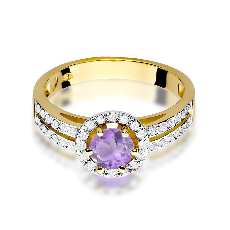 Inel Aur 9K cu Ametist 0.50 ct si Diamante Naturale 0.20 ct, imaginea 2 din 8