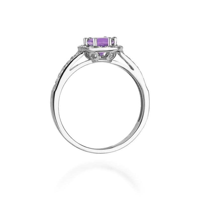 Inel Aur 9K cu Ametist 0.50 ct si Diamante Naturale 0.20 ct, imaginea 7 din 8