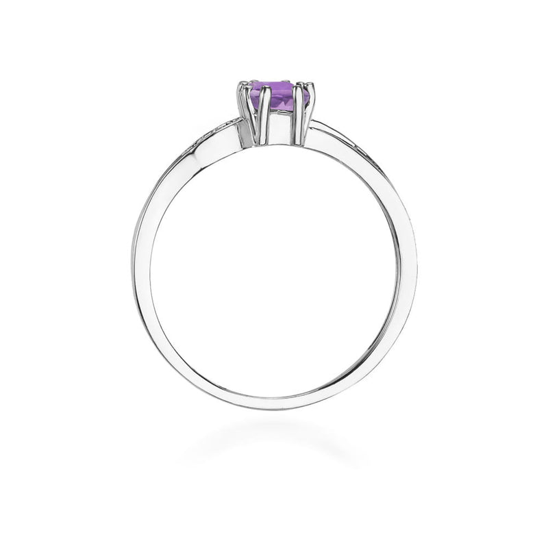 Inel Aur 9K cu Ametist 0.50 ct si Diamante Naturale 0.03 ct, imaginea 7 din 8