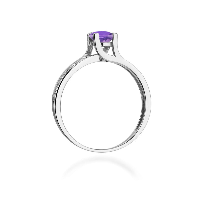 Inel Aur 9K cu Ametist 0.50 ct si Diamante Naturale 0.03 ct, imaginea 7 din 8