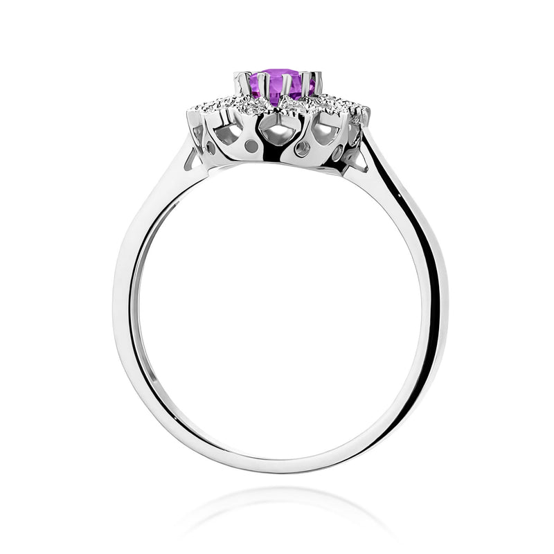 Inel Aur 9K cu Ametist 0.40 ct si Diamante Naturale 0.10 ct, imaginea 7 din 8