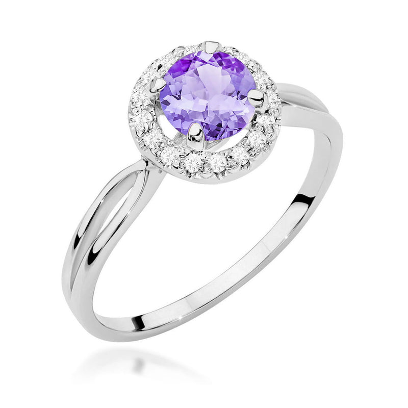 Inel Aur 9K cu Ametist 0.90 ct si Diamante Naturale 0.08 ct, imaginea 5 din 8