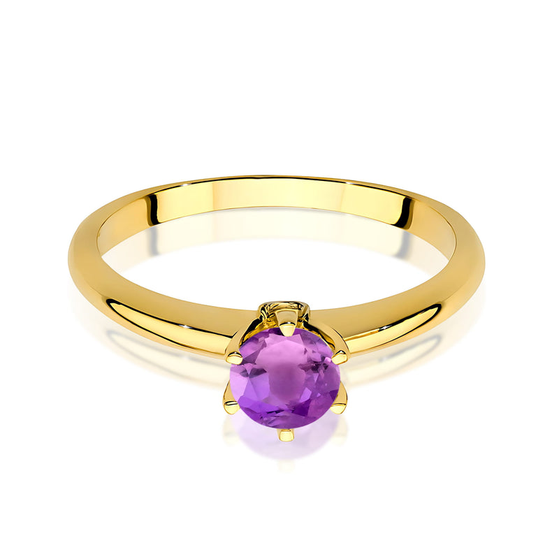 Inel Aur 9K cu Ametist 0.50 ct si Diamante Naturale 0.04 ct, imaginea 2 din 8