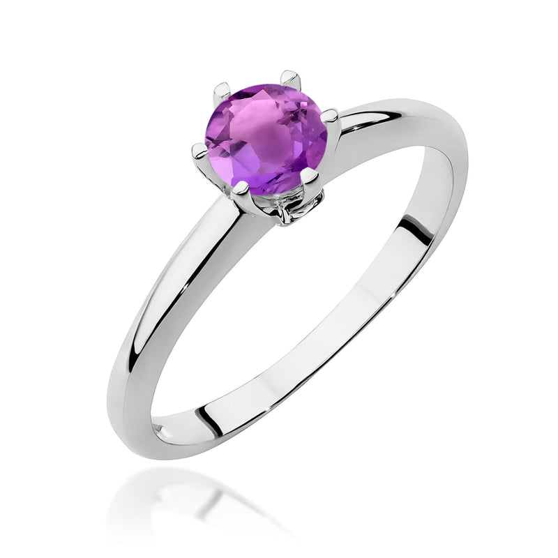 Inel Aur 9K cu Ametist 0.50 ct si Diamante Naturale 0.04 ct, imaginea 5 din 8