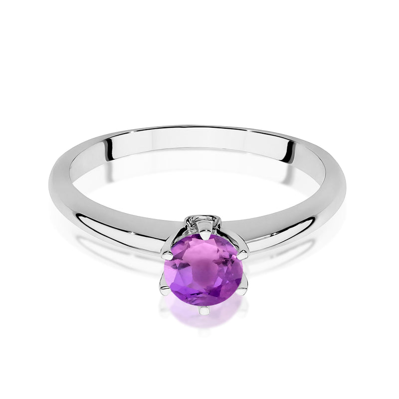 Inel Aur 9K cu Ametist 0.50 ct si Diamante Naturale 0.04 ct, imaginea 6 din 8