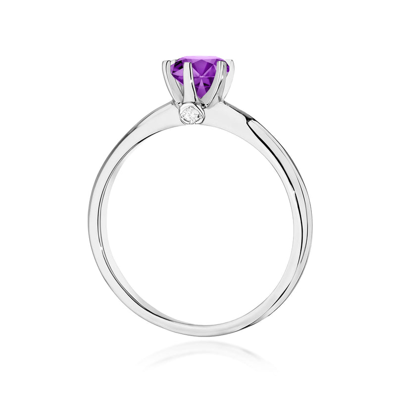 Inel Aur 9K cu Ametist 0.50 ct si Diamante Naturale 0.04 ct, imaginea 7 din 8