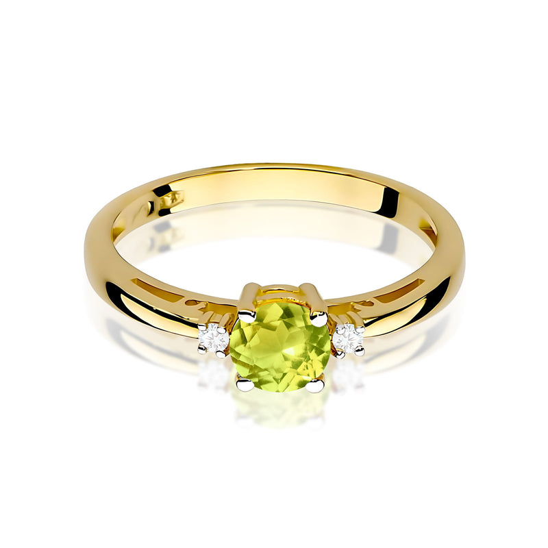Inel Aur 9K cu Peridot 0.60 ct si Diamante Naturale 0.03 ct, imaginea 2 din 8