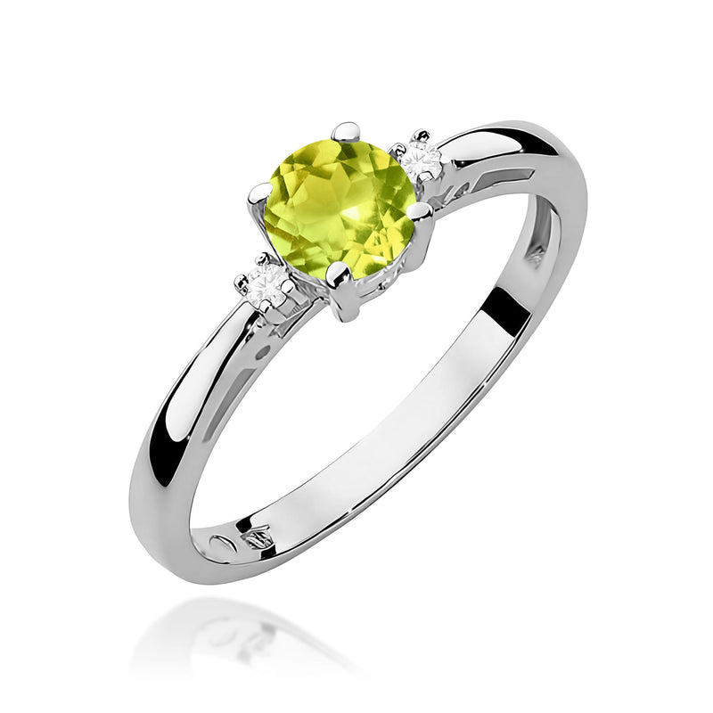 Inel Aur 9K cu Peridot 0.60 ct si Diamante Naturale 0.03 ct, imaginea 5 din 8