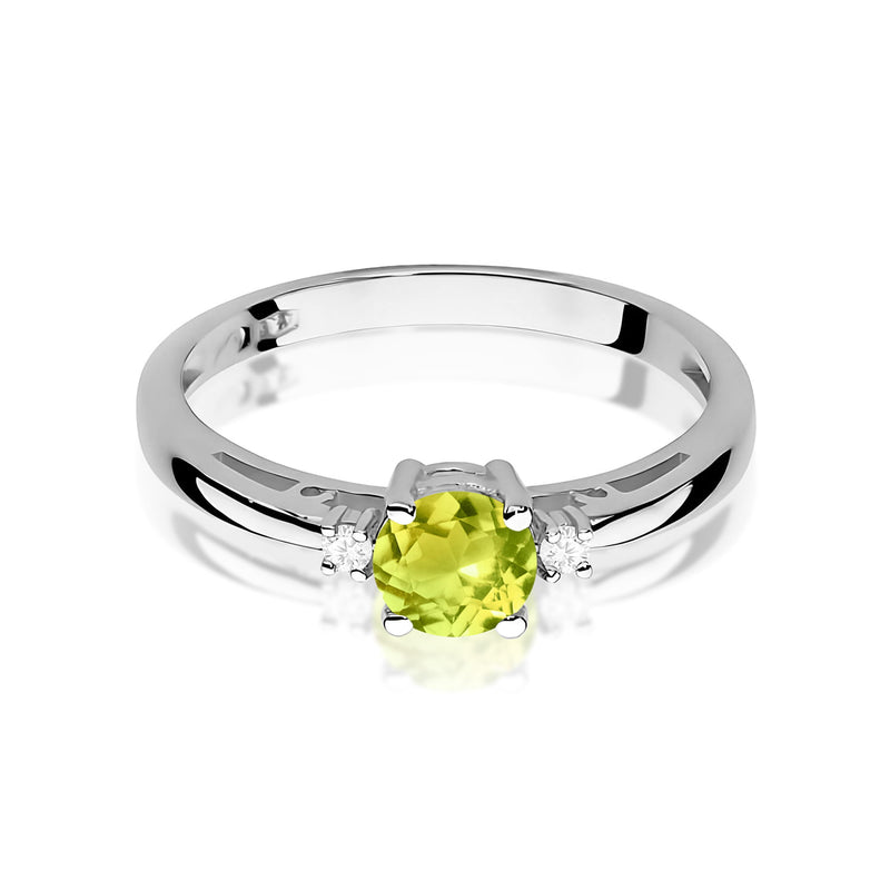 Inel Aur 9K cu Peridot 0.60 ct si Diamante Naturale 0.03 ct, imaginea 6 din 8