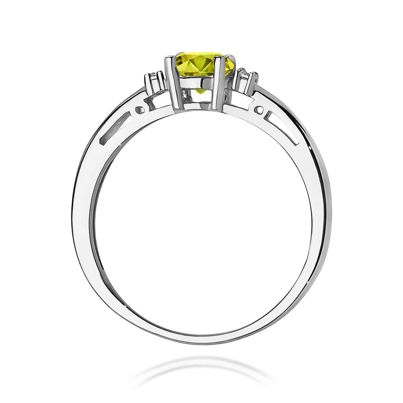 Inel Aur 9K cu Peridot 0.60 ct si Diamante Naturale 0.03 ct, imaginea 7 din 8