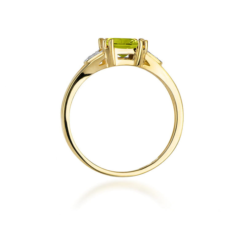 Inel Aur 9K cu Peridot 1.10 ct si Diamante Naturale 0.06 ct, imaginea 3 din 8