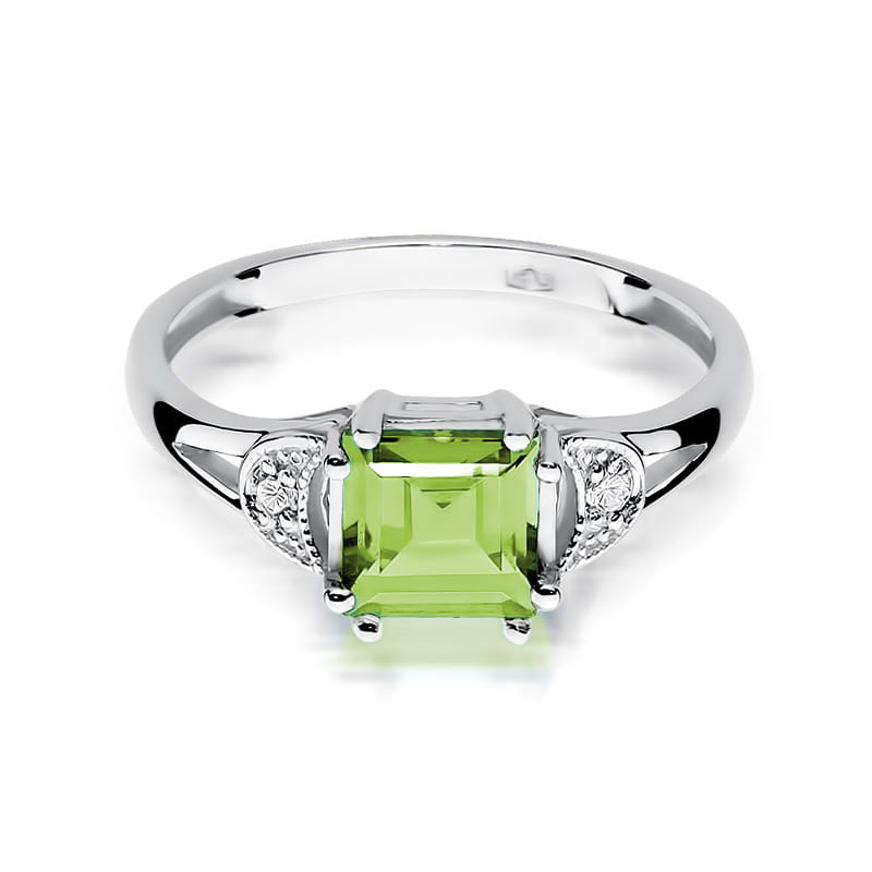 Inel Aur 9K cu Peridot 1.10 ct si Diamante Naturale 0.06 ct, imaginea 6 din 8