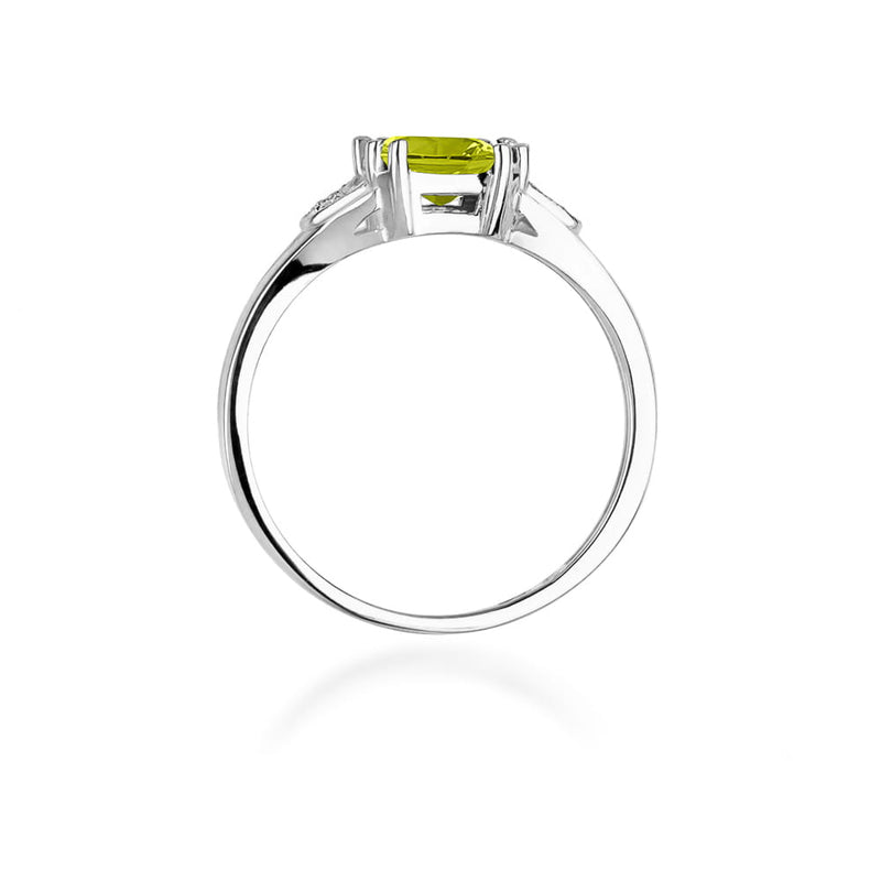 Inel Aur 9K cu Peridot 1.10 ct si Diamante Naturale 0.06 ct, imaginea 7 din 8