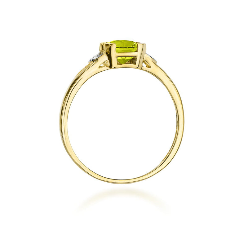 Inel Aur 9K cu Peridot 1.00 ct si Diamante Naturale 0.01 ct, imaginea 3 din 8