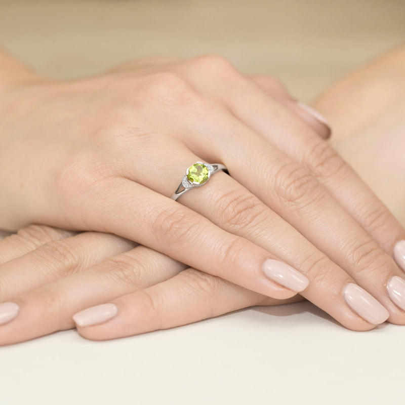 Inel Aur 9K cu Peridot 1.00 ct si Diamante Naturale 0.01 ct, imaginea 8 din 8