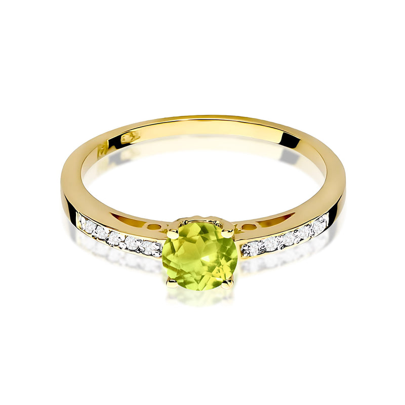 Inel Aur 9K cu Peridot 0.60 ct si Diamante Naturale 0.05 ct, imaginea 2 din 8