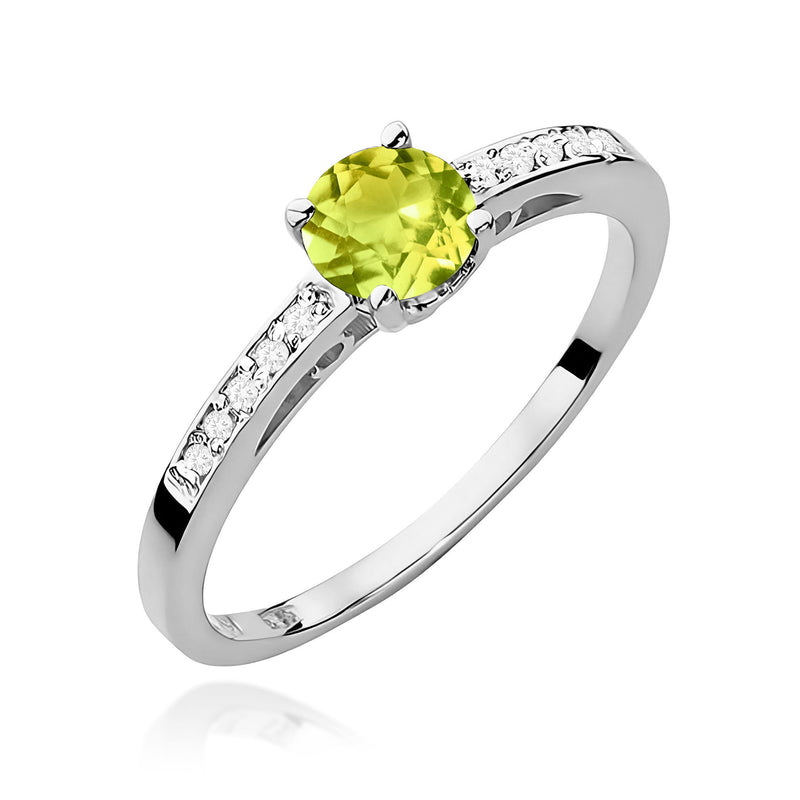 Inel Aur 9K cu Peridot 0.60 ct si Diamante Naturale 0.05 ct, imaginea 5 din 8