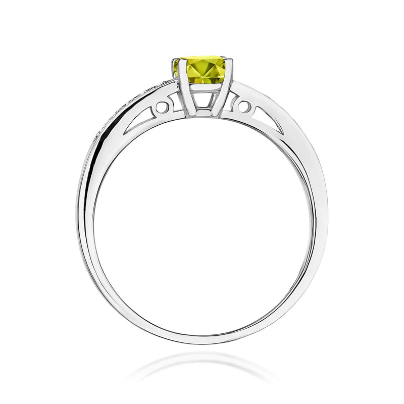 Inel Aur 9K cu Peridot 0.60 ct si Diamante Naturale 0.05 ct, imaginea 7 din 8