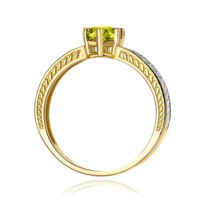 Inel Aur 9K cu Peridot 0.60 ct si Diamante Naturale 0.08 ct, imaginea 3 din 8