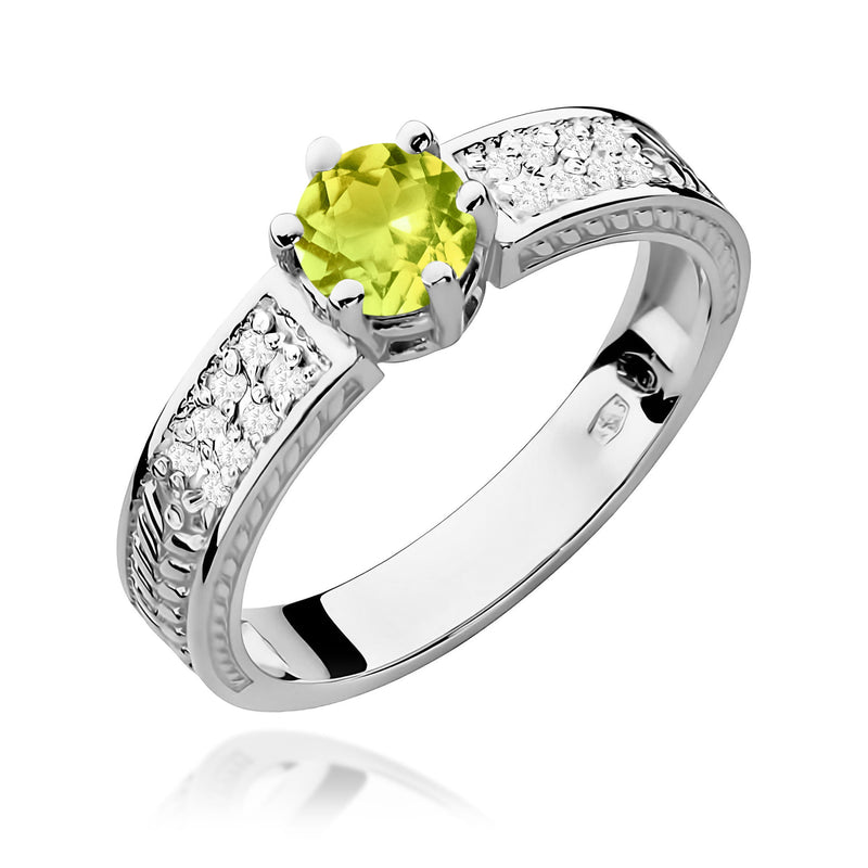 Inel Aur 9K cu Peridot 0.60 ct si Diamante Naturale 0.08 ct, imaginea 5 din 8