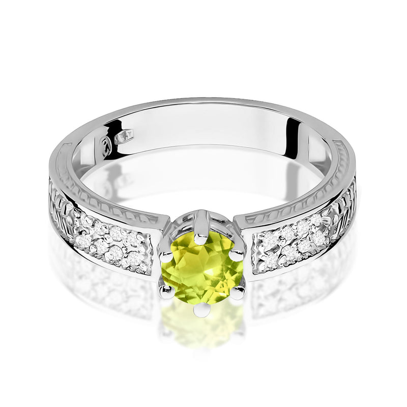 Inel Aur 9K cu Peridot 0.60 ct si Diamante Naturale 0.08 ct, imaginea 6 din 8