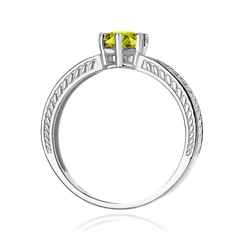 Inel Aur 9K cu Peridot 0.60 ct si Diamante Naturale 0.08 ct, imaginea 7 din 8