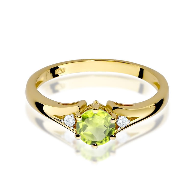 Inel Aur 9K cu Peridot 0.60 ct si Diamante Naturale 0.03 ct, imaginea 2 din 8