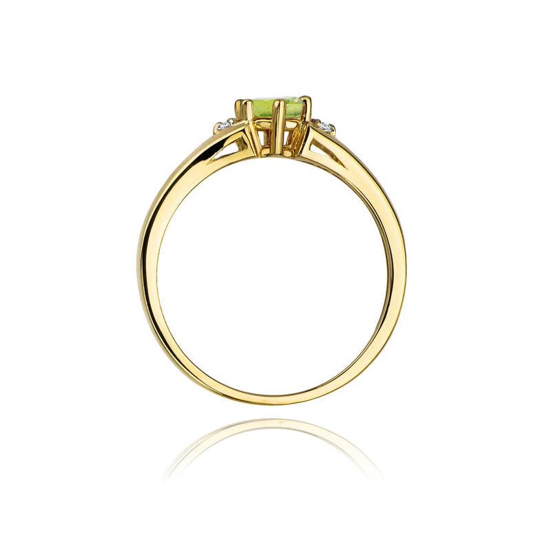 Inel Aur 9K cu Peridot 0.60 ct si Diamante Naturale 0.03 ct, imaginea 3 din 8