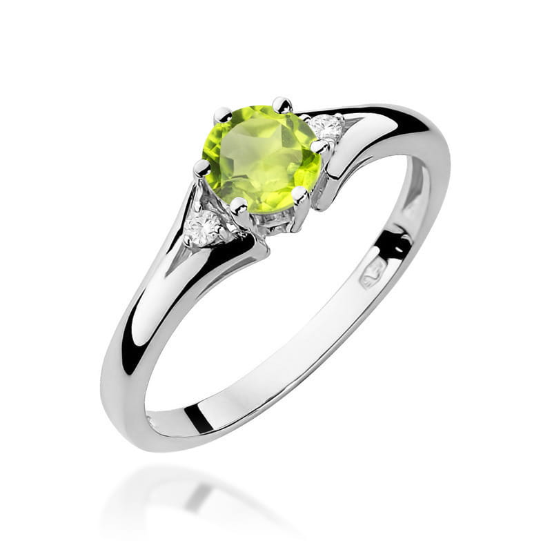 Inel Aur 9K cu Peridot 0.60 ct si Diamante Naturale 0.03 ct, imaginea 5 din 8