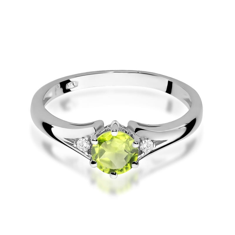 Inel Aur 9K cu Peridot 0.60 ct si Diamante Naturale 0.03 ct, imaginea 6 din 8