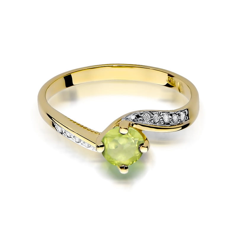 Inel Aur 9K cu Peridot 0.60 ct si Diamante Naturale 0.05 ct, imaginea 2 din 8