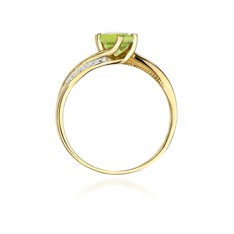 Inel Aur 9K cu Peridot 0.60 ct si Diamante Naturale 0.05 ct, imaginea 3 din 8