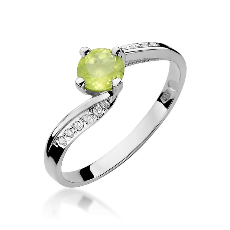 Inel Aur 9K cu Peridot 0.60 ct si Diamante Naturale 0.05 ct, imaginea 5 din 8