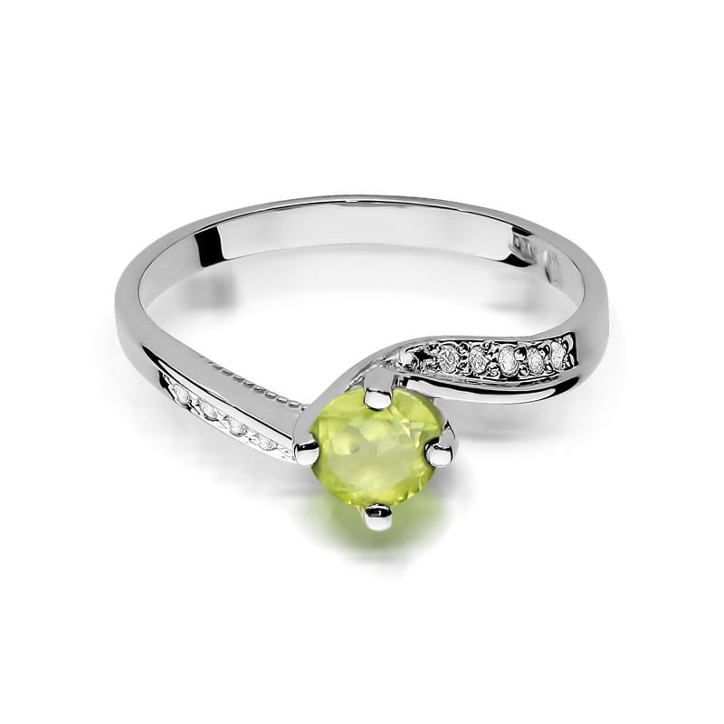 Inel Aur 9K cu Peridot 0.60 ct si Diamante Naturale 0.05 ct, imaginea 6 din 8