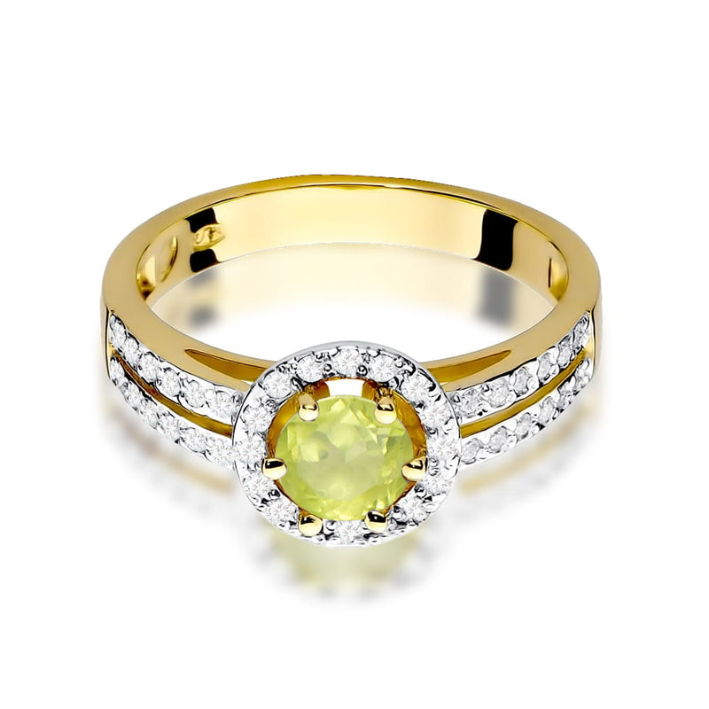 Inel Aur 9K cu Peridot 0.60 ct si Diamante Naturale 0.20 ct, imaginea 2 din 8