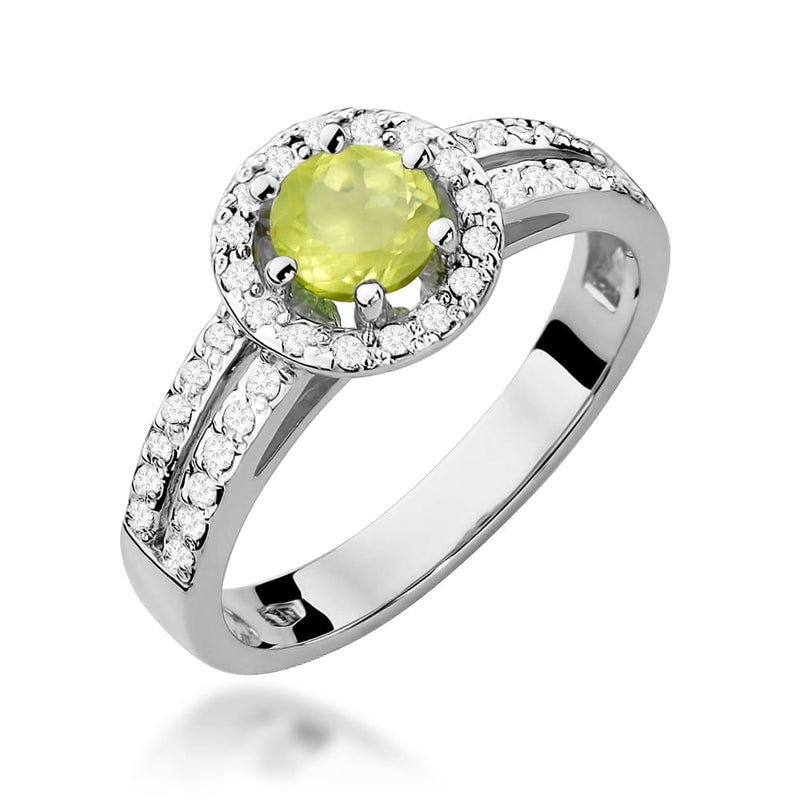Inel Aur 9K cu Peridot 0.60 ct si Diamante Naturale 0.20 ct, imaginea 5 din 8