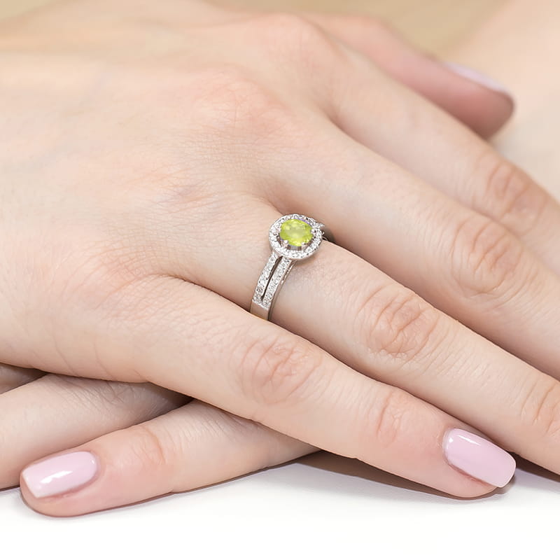 Inel Aur 9K cu Peridot 0.60 ct si Diamante Naturale 0.20 ct, imaginea 8 din 8