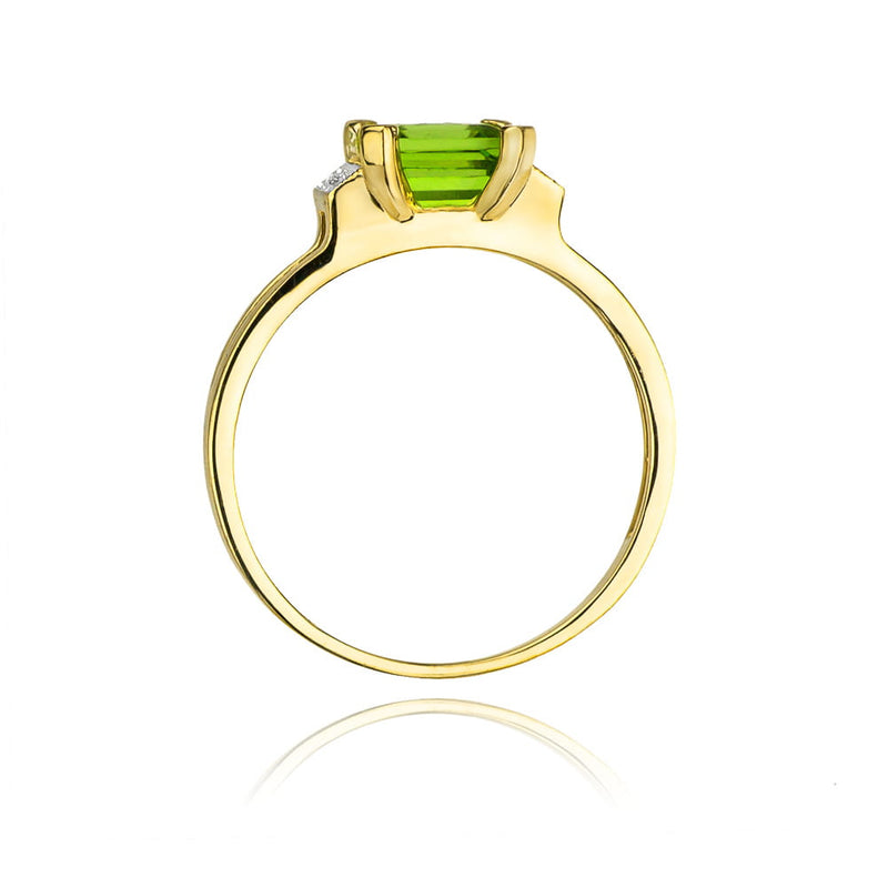 Inel Aur 9K cu Peridot 1.10 ct si Diamante Naturale 0.03 ct, imaginea 3 din 8
