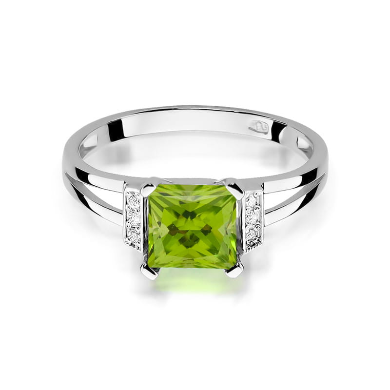 Inel Aur 9K cu Peridot 1.10 ct si Diamante Naturale 0.03 ct, imaginea 6 din 8
